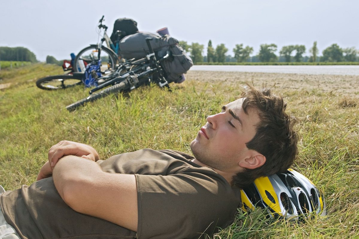 Cyclist relaxing