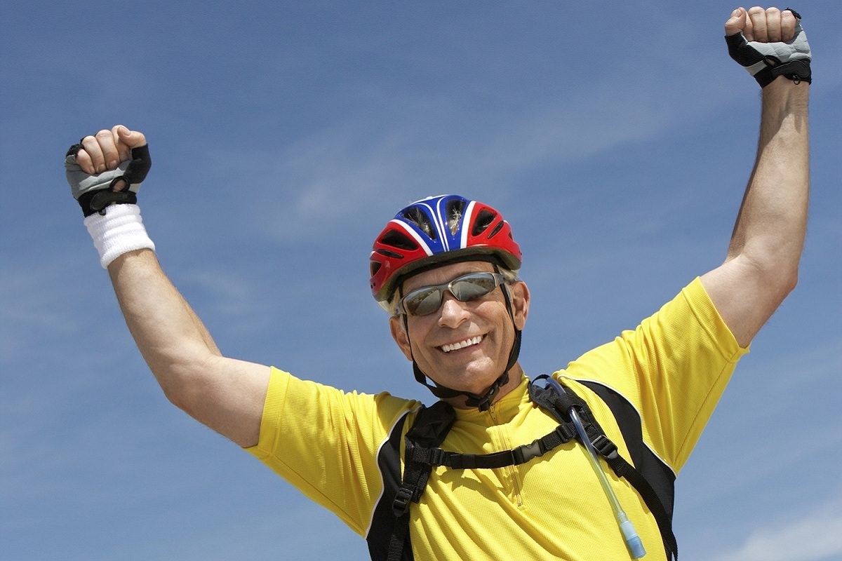 Happy cyclist