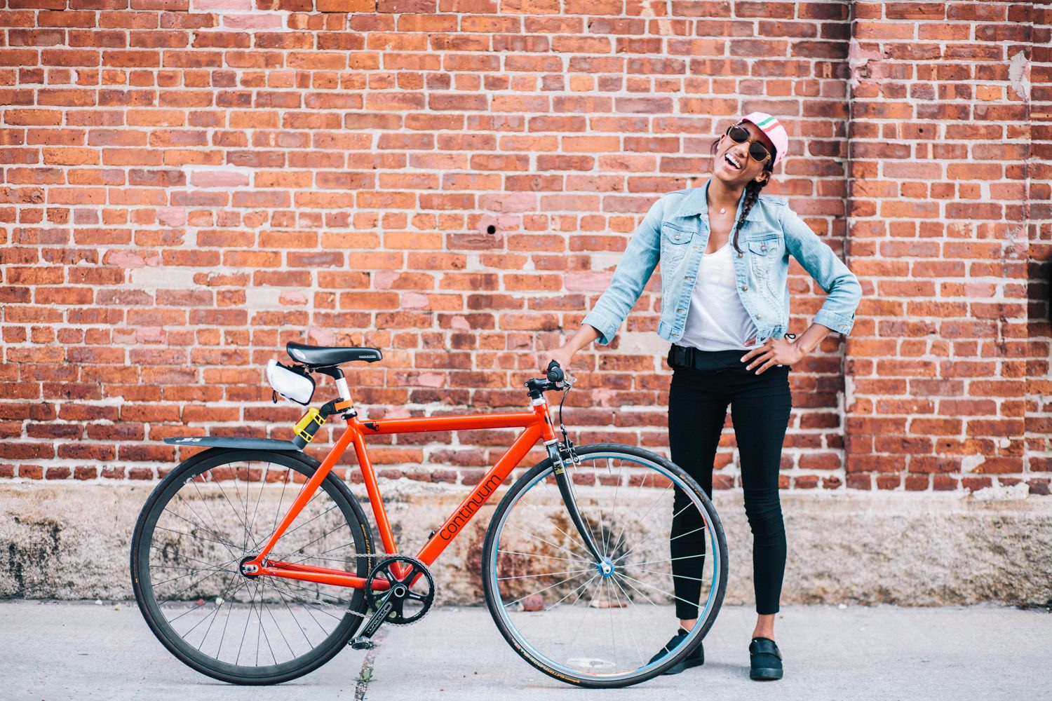 Standing next to a bike