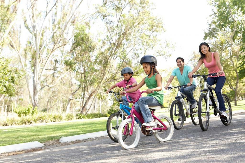 Family on bikes