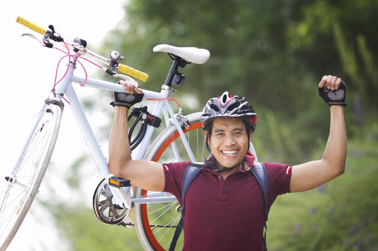 Happy cyclist