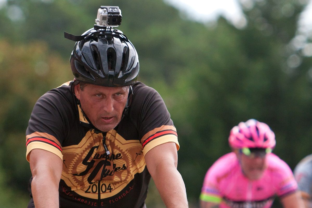 Cyclist with GoPro helmet