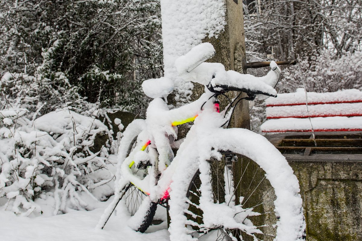 Bike covered with snow