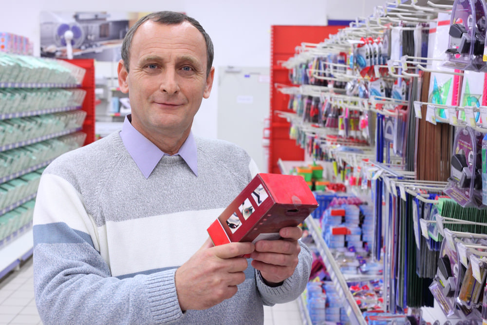 Confused man in a supermarket