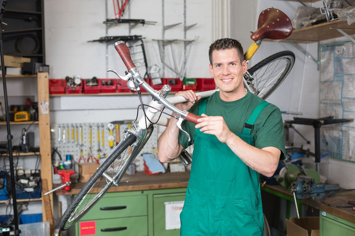 Happy bike mechanic