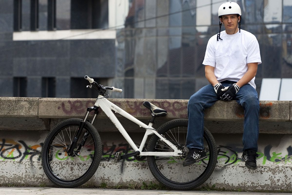 Man with his bmx bike