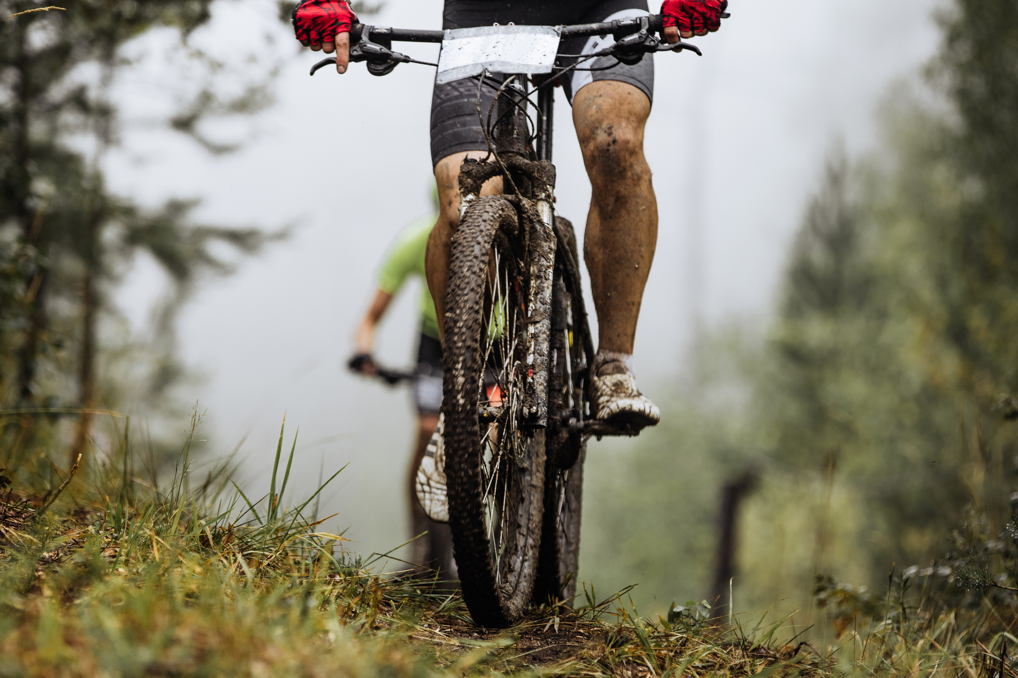 road bike wheels in mud