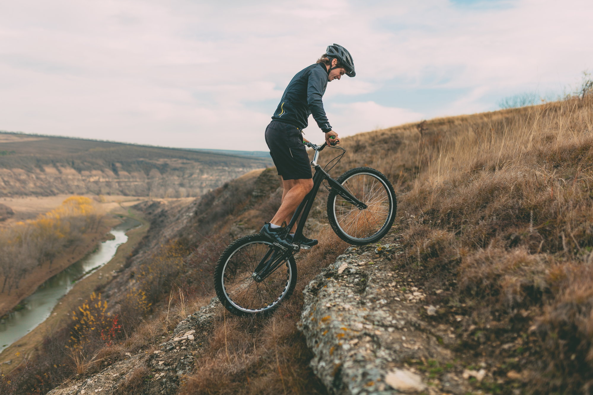 road bike riding up on mountain