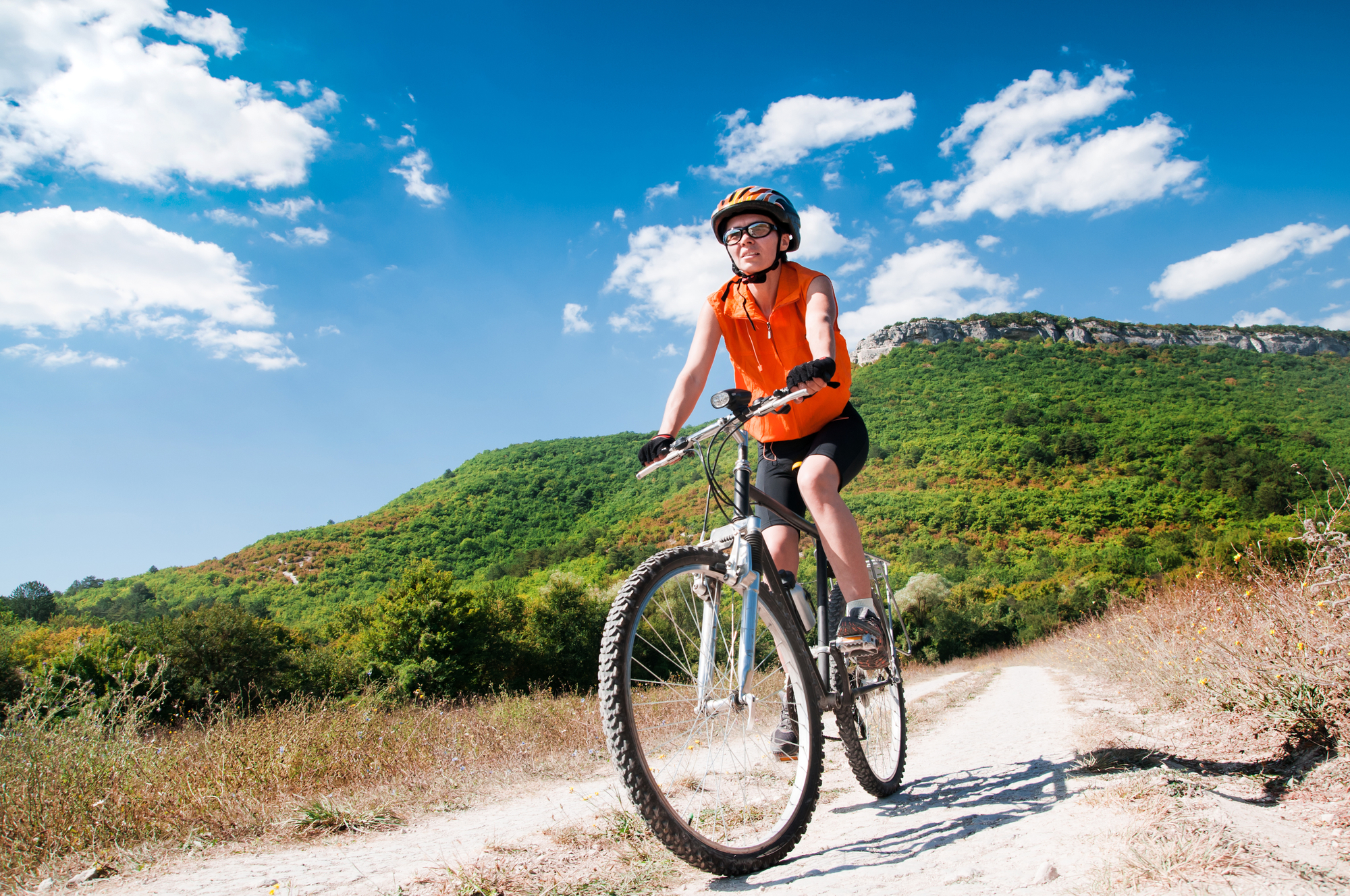 woman on mountain bike