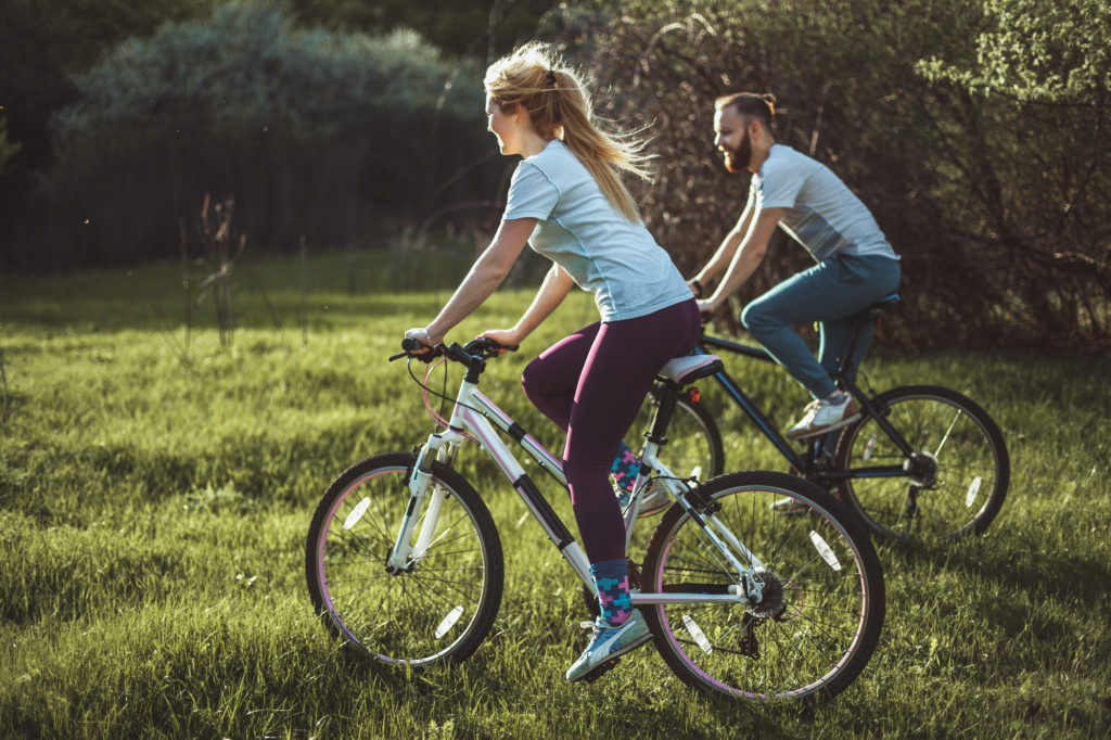 couple biking