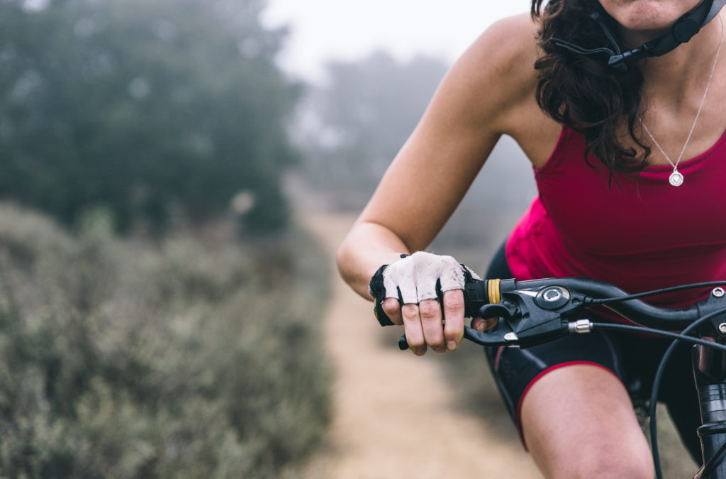 Woman mountain biking