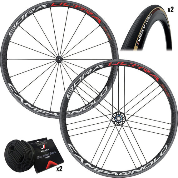 Campagnolo Bora Ultra 35 Clincher Wheels & Tyres - Bright Label - 25c