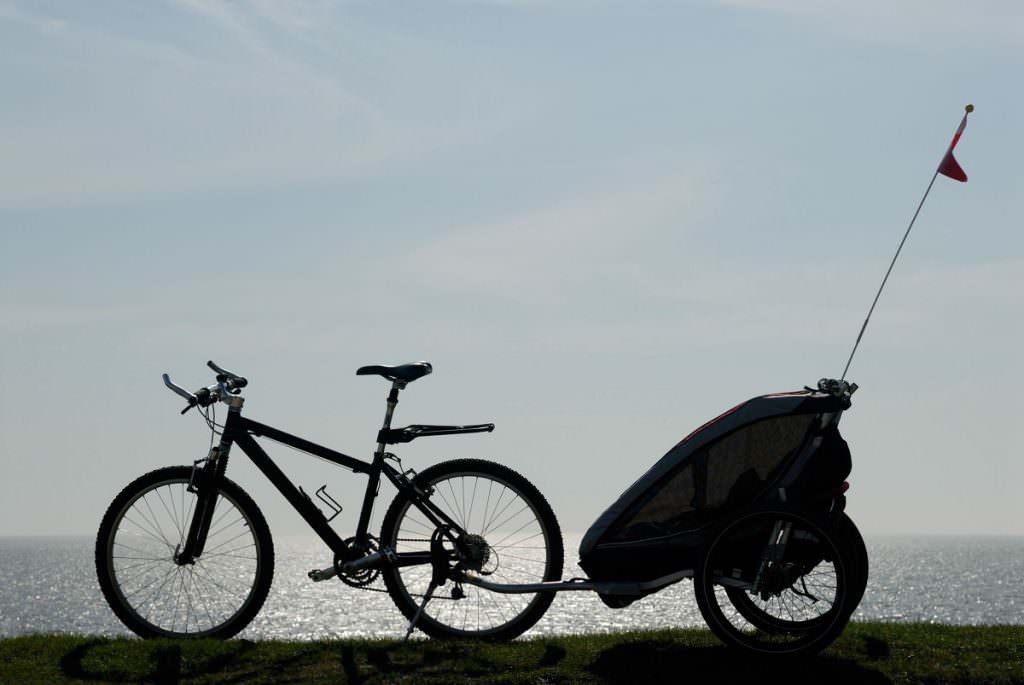 Bike trailer in the sunset