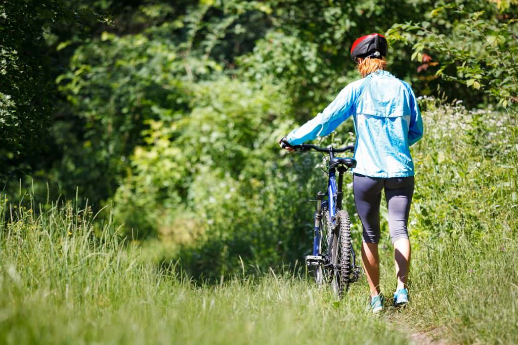 Walking with a mountain bike