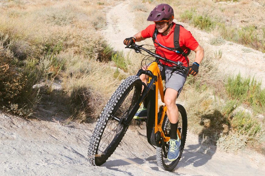 Electric Bike Going Up A Steep Ramp