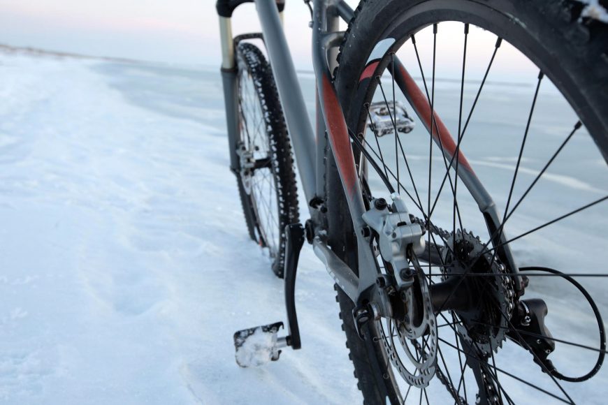 Bike In Snow With Disk Breaks