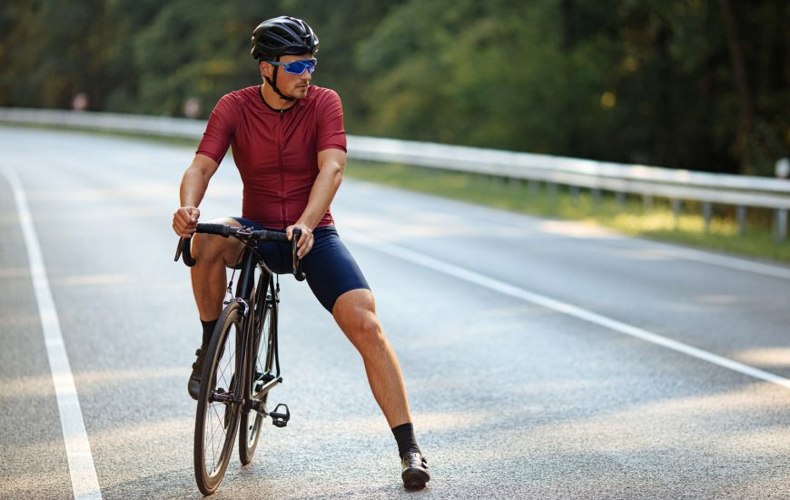 Athlete With Strong Legs Biking