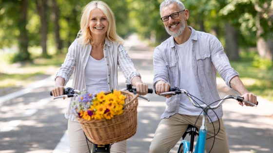 Couple Cycling Together