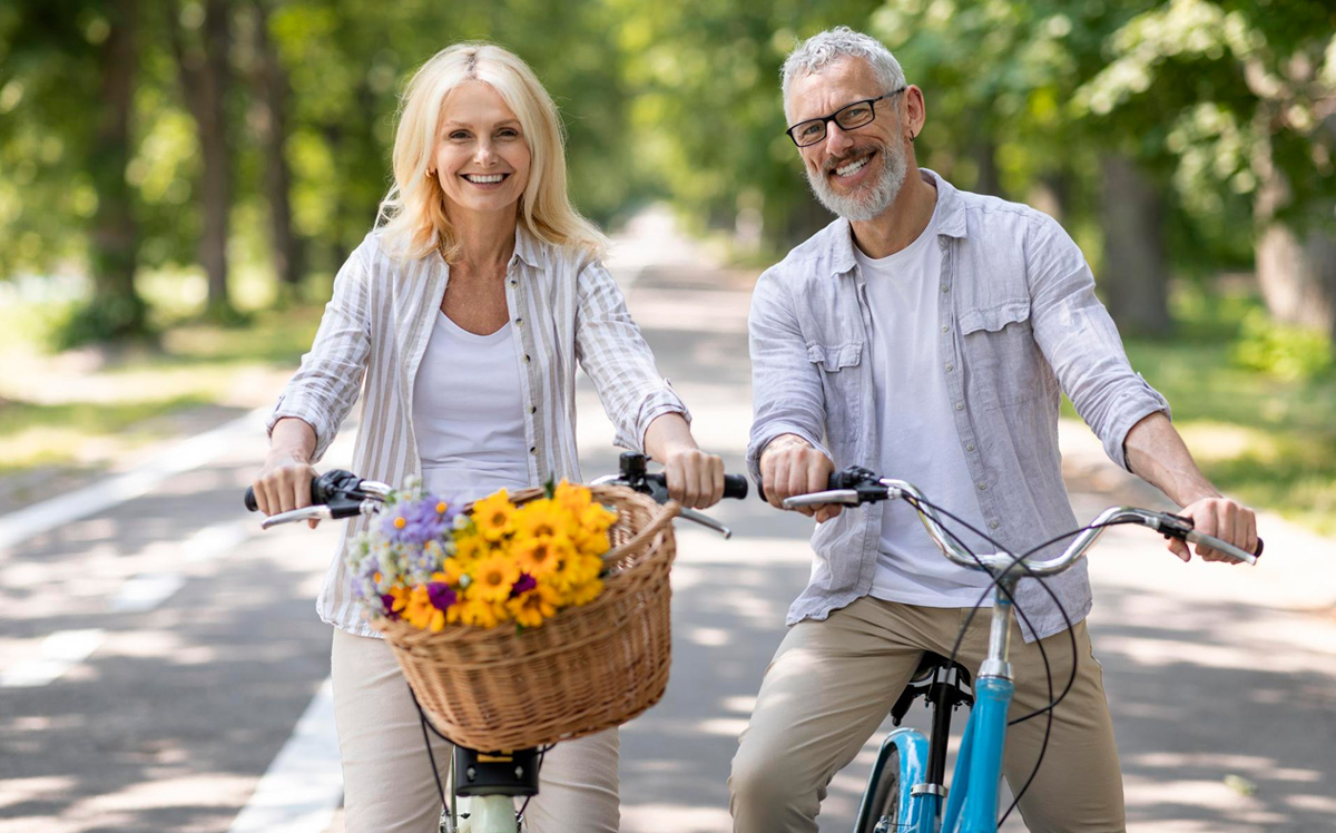 Couple Cycling Together