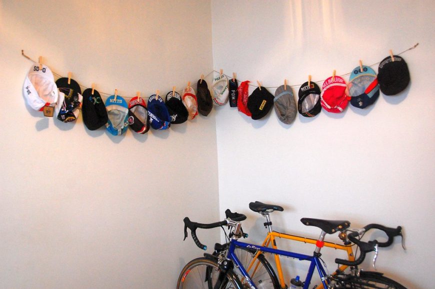 Bicycle Caps Hanged On The Wall