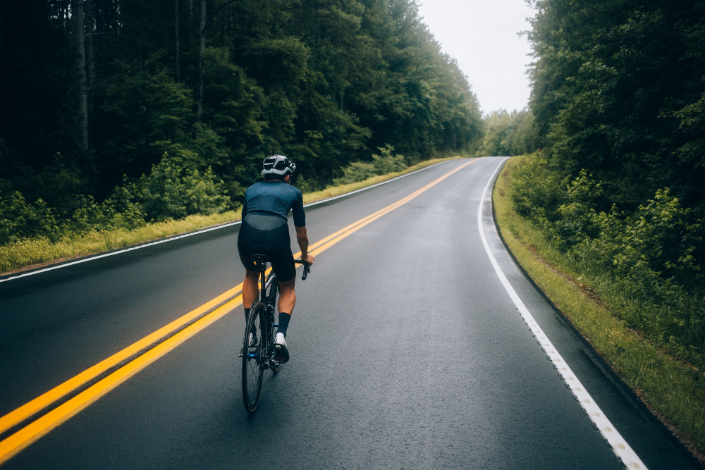 Cyclist Man Riding Road Bike