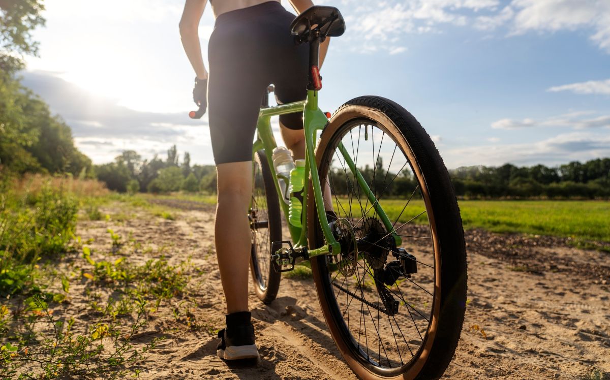 Cyclist Riding A Gravel Bike