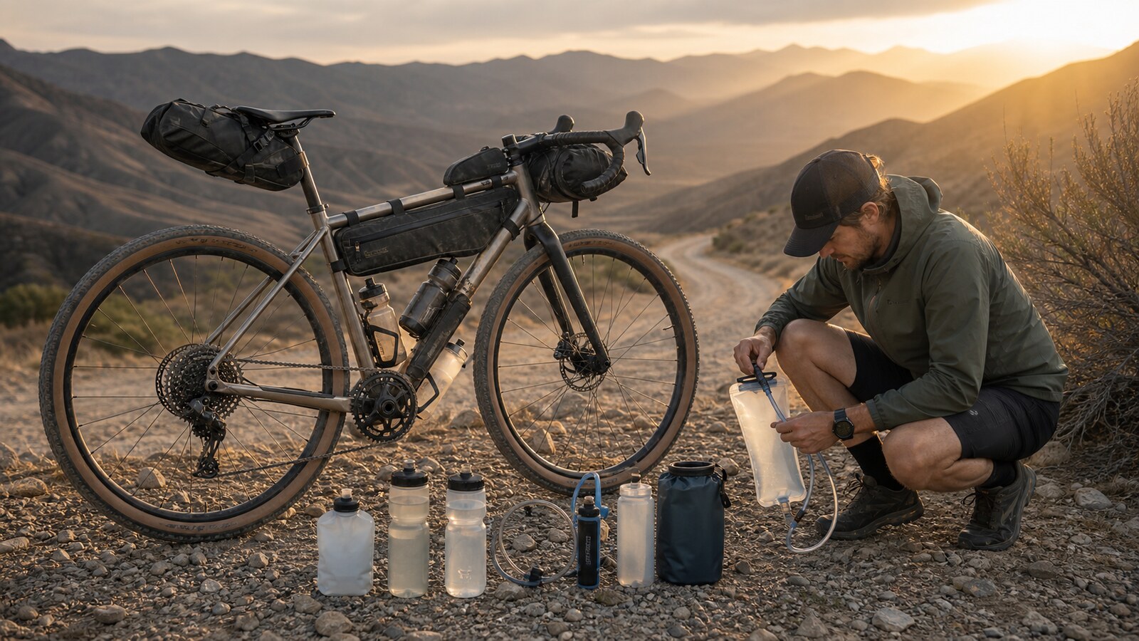 Bikepacking Water Capacity Calculator visual for Icebike cycling tool