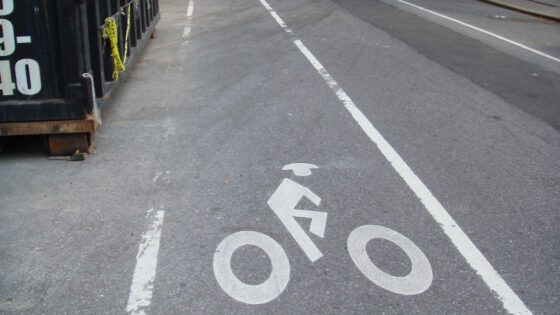 Protected bicycle lane in New York City