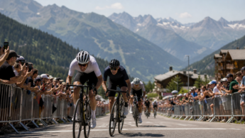 A generic Pyrenees road cycling mountain finish scene used as an editorial visual for Tour de France Stage 3 coverage.